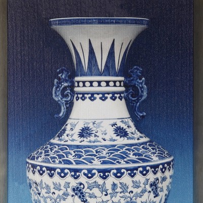 Set of 2 Blue and White Ginger Jar Framed Canvas Art
