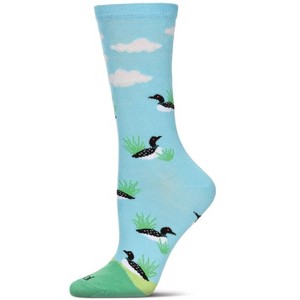 Memoi Women's Loon Bird Rayon From Bamboo Crew Socks - 1 of 2