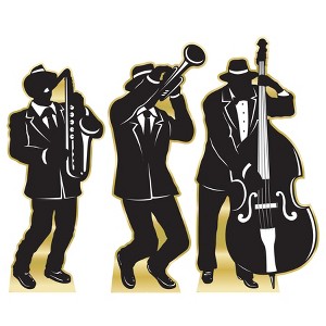 Beistle Great 20's Jazz Band Silhtte Stand-Ups, 6' 4.5" x 3' 1.25", (3/Box) Multicolored - 1 of 3