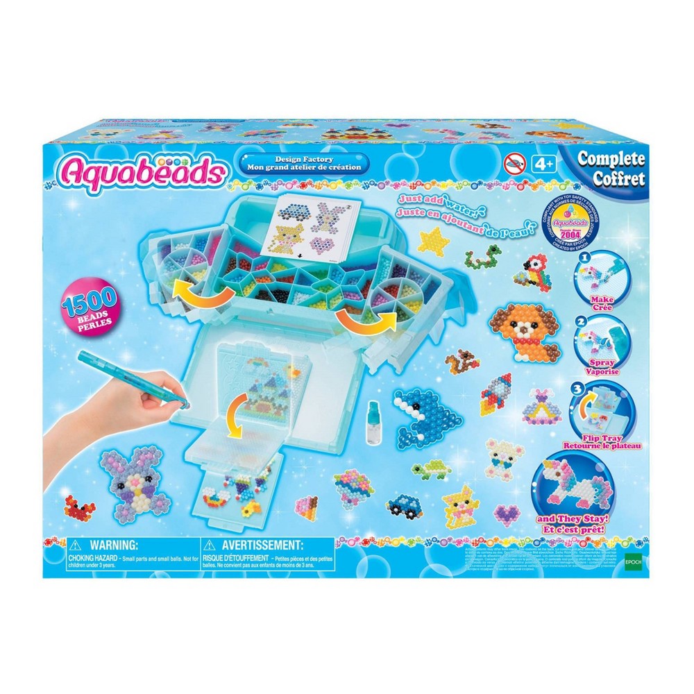 Design Factory Set - Aquabeads: DIY Art Kit for Cute Aqua Bead Designs, Ages 4+, Includes Instructions