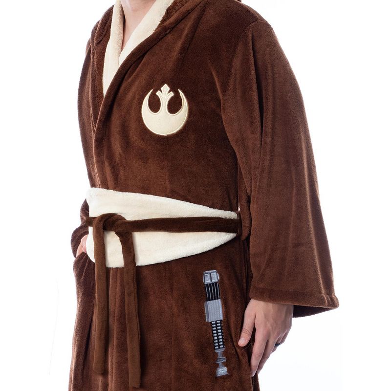 Star Wars Adult Obi-Wan Kenobi Jedi Fleece Robe Bathrobe For Men Women Brown, 4 of 6