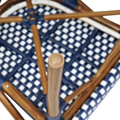 Navy and White Bamboo Bistro Dining Chairs with Arms