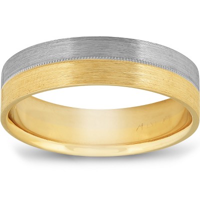 Pompeii3 Matte Finish Two Tone Wedding Band 14K Gold