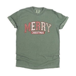 Simply Sage Market Women's Merry Christmas Varsity Short Sleeve Garment Dyed Tee - 1 of 4