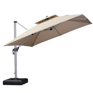 PURPLE LEAF Square Patio Umbrella Cantilever Umbrella with Base for Pool Lawn Garden 360° Rotation - 1 of 4