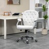 Vinsetto Vanity Teddy Fleece Mid Back Office Chair Swivel Tufted Backrest Task Chair with Padded Armrests, Adjustable Height, Rolling Wheels, White - 2 of 4