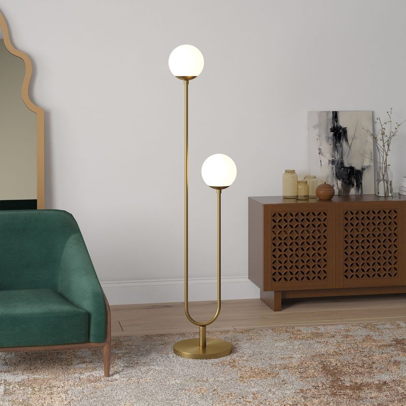 Hampton & Thyme 2-Light Floor Lamp with Round Glass Shades, 5 of 9