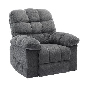 Oversized Manual Recliner Chair with Hidden Footrest, Upholstery Swivel 150° Recliner Ergonomic Design - 1 of 4