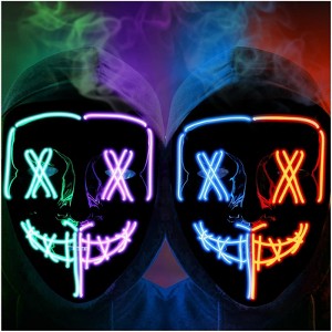 GustoWave 2 Sets of LED Halloween Masks -with x-Shaped Eyes and Three Modes of Illumination, Terrifying v-Shaped Glowing Mask Suitable Halloween Party - 1 of 4
