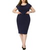 Agnes Orinda Women's Plus Size Vintage Belt Work Office Midi Pencil Bodycon Dress - 2 of 4