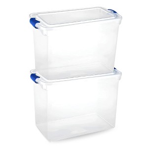 Homz Secure Latch Large Clear Stackable Storage Container Bin, 31 Quart, 4 Count - 1 of 4