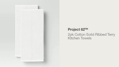 2pk Cotton Solid Ribbed Terry Kitchen Towels Orange - Project 62 1