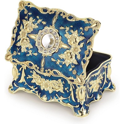 Vintage Jewelry Box, Small Enameled Trinket Box Jewelry Decorative box Keepsake Gift