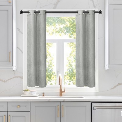 Gray Linen Textured Blackout Grommet Curtain Panels