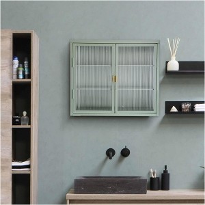 Wall Cabinet with Glass Door, Glass Display Cabinet, Kitchen Storage Cabinet with Detachable Shelves - 1 of 4