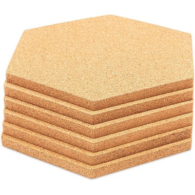 Bright Creations 5.9 x 7" Natural Hexagon Cork Board Tiles Bulletin Board for Wall Memo Board, 6 Pack