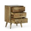 Lytle Boho Handcrafted Mango Wood 3 Drawer Nightstand Natural - Christopher Knight Home: Bedside Storage, Rectangle Shape - 3 of 4