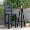 Tangkula Set Of 2 Patio HDPE Barstool Outdoor High Top Bar Chair w/Backrest & Footrest All-Weather Wood-Plastic Bar Height Chair Navy - 4 of 4
