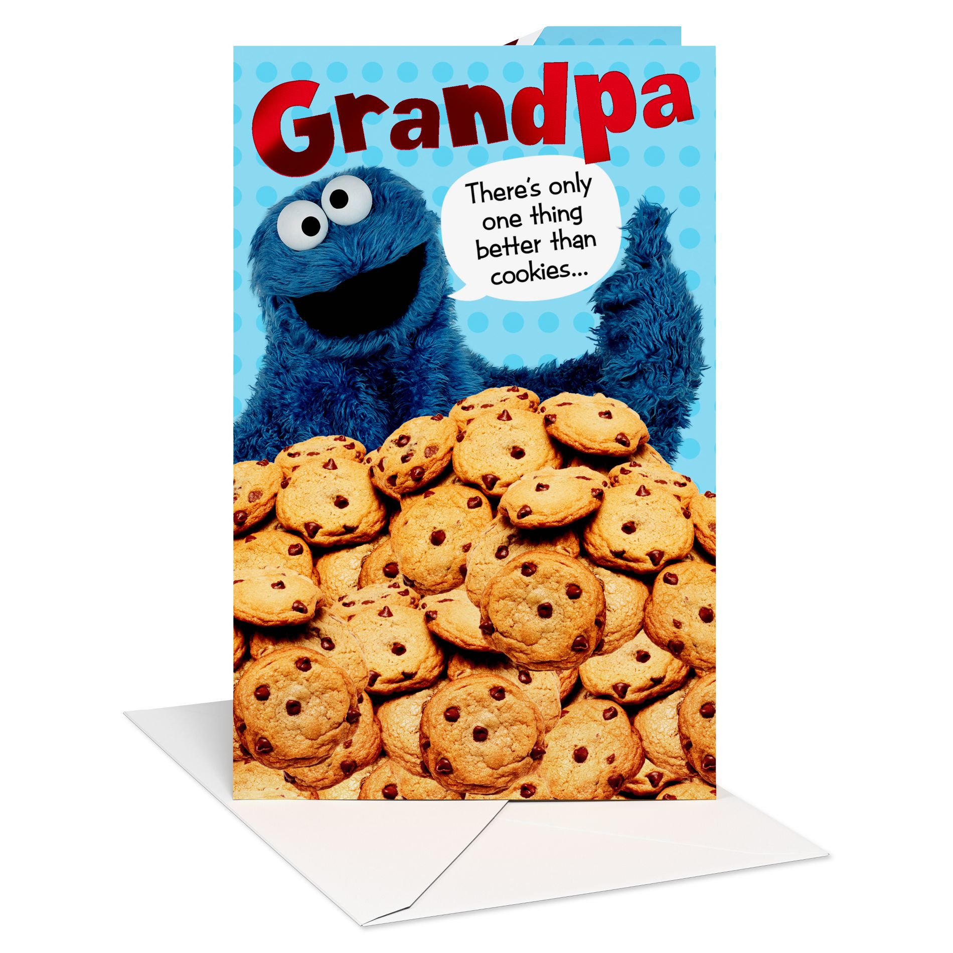 Sesame Street Cookie Monster Father's Day Pop-up Card for Grandpa, Hope your Father's Day is sweet, Includes Envelope