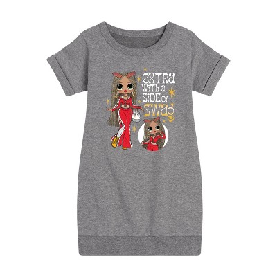 Girls' - LOL Surprise! - Extra w/ a Side of Swag Graphic Short Sleeve Fleece Dress