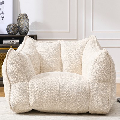 Chenille Lazy Sofa Chair with Foam Filling and Armrests, Square Bean Bag for Reading and Gaming, Lightweight Indoor Seat-Baofuwish