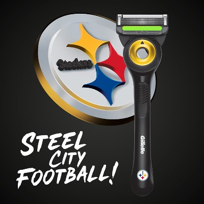 GilletteLabs + NFL Special Edition Pittsburgh Steelers Men's Razor with 4 Razor Blade Refills and Magnetic Stand