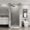 MAYEERTY 34"x 72" Bifold Frameless Glass Shower Door 1/4 inch Tempered Clear Glass Pivot Swing Shower Panel in Chrome Finish, Foldable - 2 of 4
