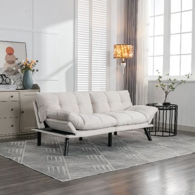CAVINAS Modern Folding Sofa, Upholstered Convertible Sofa, Versatile 2-in-1 Sofa Bed, Loveseat Sofa with Adjustable Armrests and Backrest