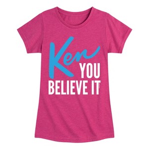 Girls' - Barbie - Ken You Believe It Fitted Short Sleeve Graphic T-Shirt - 1 of 4