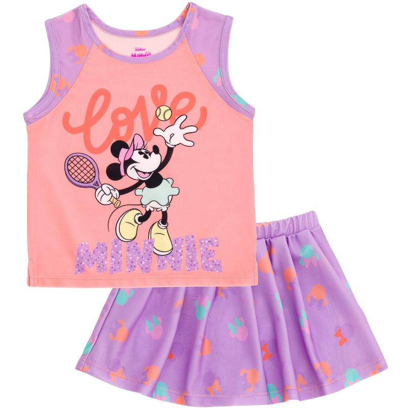 Disney Minnie Mouse Lilo & Stitch Girls Tank Top and Pleated Skort Outfit Set Toddler to Big Kid, 1 of 6