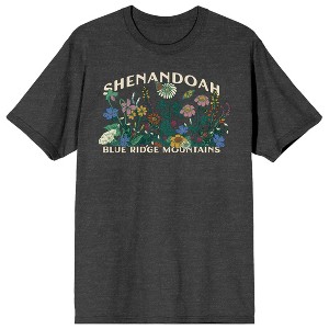 Elevation 7573 Shenandoah Blue Ridge Mountains Plants Men's Charcoal Heather Short Sleeve Crew Neck Tee - 1 of 3