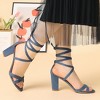 Allegra K Women's Open Toe Lace Up Strap High Block Heel Ankle Sandals - 2 of 4