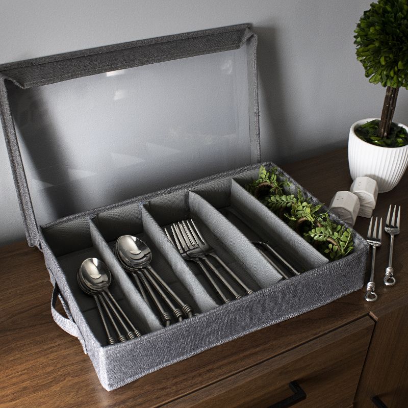 Sorbus Flatware Storage Chest with Clear Lid Gray, 4 of 6