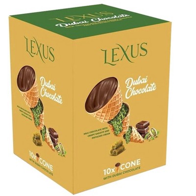 Lexus Dubai Milk Chocolate Cones With Kunafa & Pistachio Cream (10 Cones)