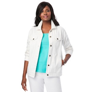 Jessica London Women's Plus Size Classic Cotton Denim Jacket - 1 of 4
