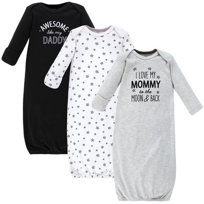 Hudson Baby Infant Boy Cotton Gowns, Mom Dad Moon And Back, 0-6 Months
