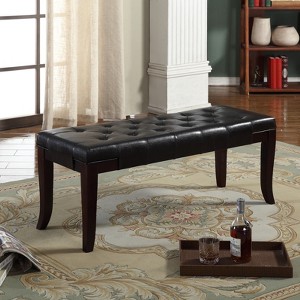 PAGED 48" Ottoman Bench, Modern Wooden Dining Bench with Turned Legs, Upholstered End of Bed Footrest for Living Room, Bedroom, Entryway - 1 of 4