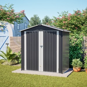 Hrinhom 73"W Metal Outdoor Storage Shed with Lockable Door - 1 of 4