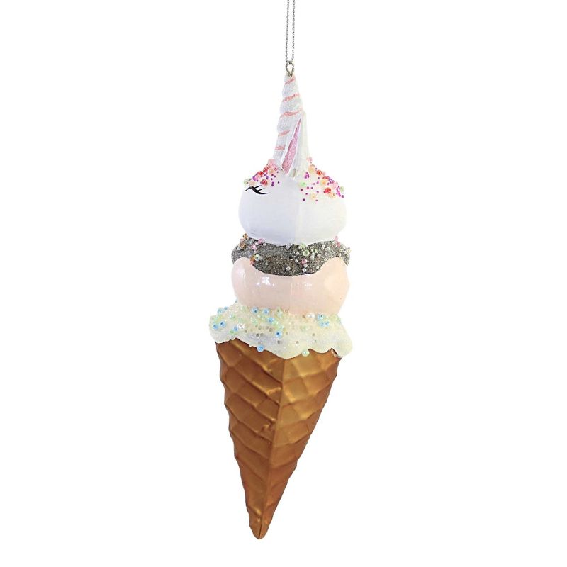 7.0 Inch Unicorn Ice Cream Cone Magical Waffle Tree Ornaments, 2 of 4