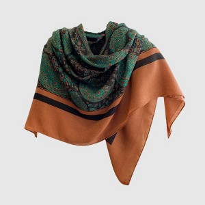 Anna-Kaci Women's Paisley Print Square Scarf with Soft Lightweight Drape, Decorative Border Detailing, and Elegant Flowing Fabric 51x51in - Green - 1 of 4
