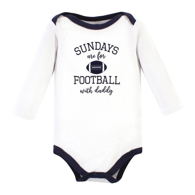 Hudson Baby Infant Boy Cotton Long-Sleeve Bodysuits, Football Huddles 5-Pack, 5 of 8