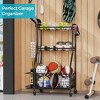 MOEPISY 23inch W Sports Equipment & Toy Storage Rack with Wheels, 3-Tier Ball Organizer for Balls, Rackets & Sports Gear - 3 of 4