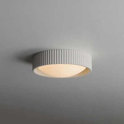 Chalk White Glass Drum LED Flush Mount Light