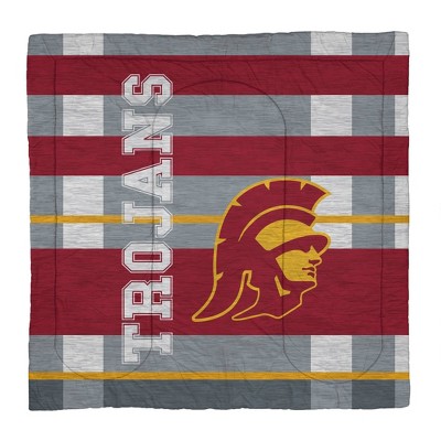 NCAA USC Trojans Heathered Stripe Queen Bedding Set in a Bag - 3pc — фото 2