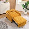Covertable Single Sofa Chair with Space-Saving Design, Compact Lazy Sofa Bed with Side Pocket, Corduroy Sofa with Wood Frame-Coolbibila - 3 of 4