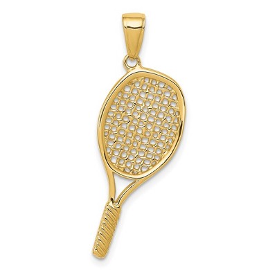 Black Bow Jewelry 14k Yellow Gold 3D Polished Racquetball Pendant