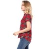 INSPIRE CHIC Women's Classic Short Sleeve Button Down Plaid Shirt - 4 of 4