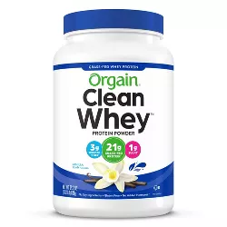 Orgain Clean Whey Grass-Fed Protein Powder - Vanilla Bean - 29.12oz