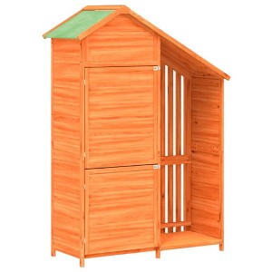 vidaXL Brown Solid Pine Wood Garden Tool Shed – Large Storage Space, Rainproof Roof, Easy Assembly, Made for Organizing Lawn and Outdoor Tools - 1 of 4
