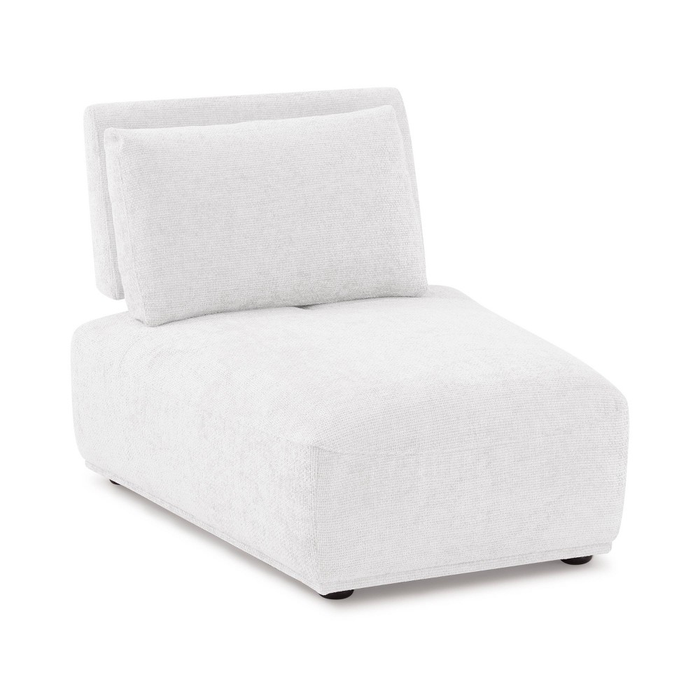 HOMES: Inside + Out Povoa Modern Modular Trapezoidal Armless Chair Chenille with Extendable Backrest White